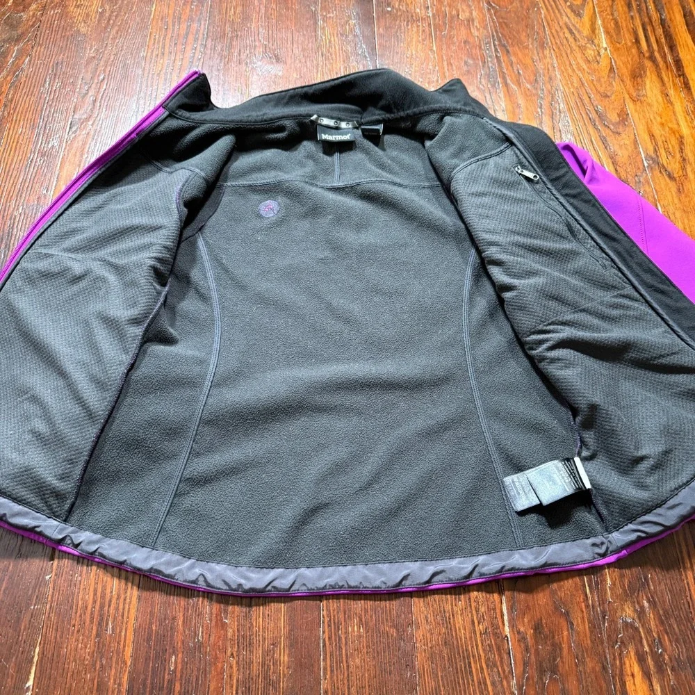 Marmot Jacket Womens Small Purple Soft Shell Midweight Lined Full Zip Gorp - EUC